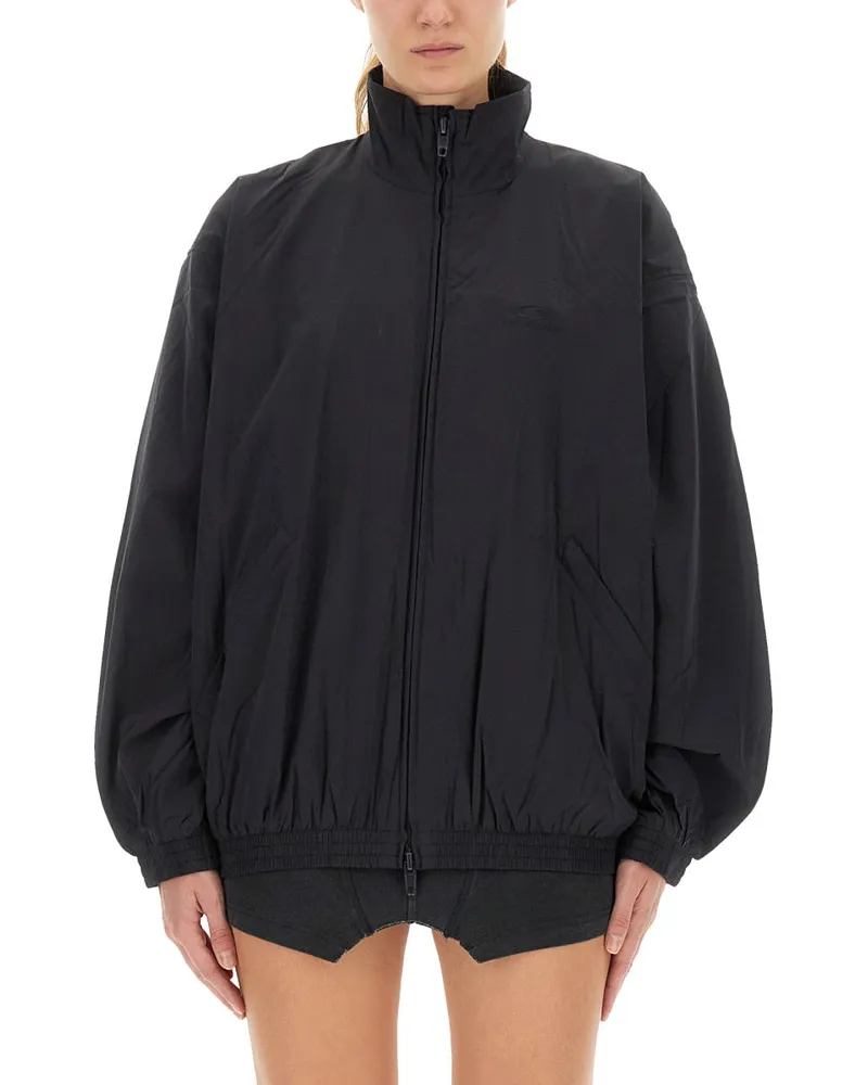 Balenciaga Zipped Polyester Jacket — Black Black