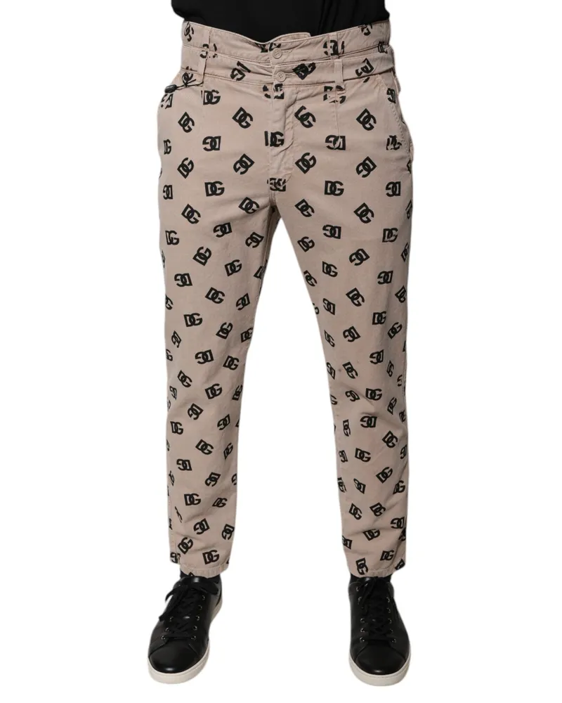 Dolce & Gabbana Men's Beige Logo Cotton Skinny Denim Jeans Clothing Beige