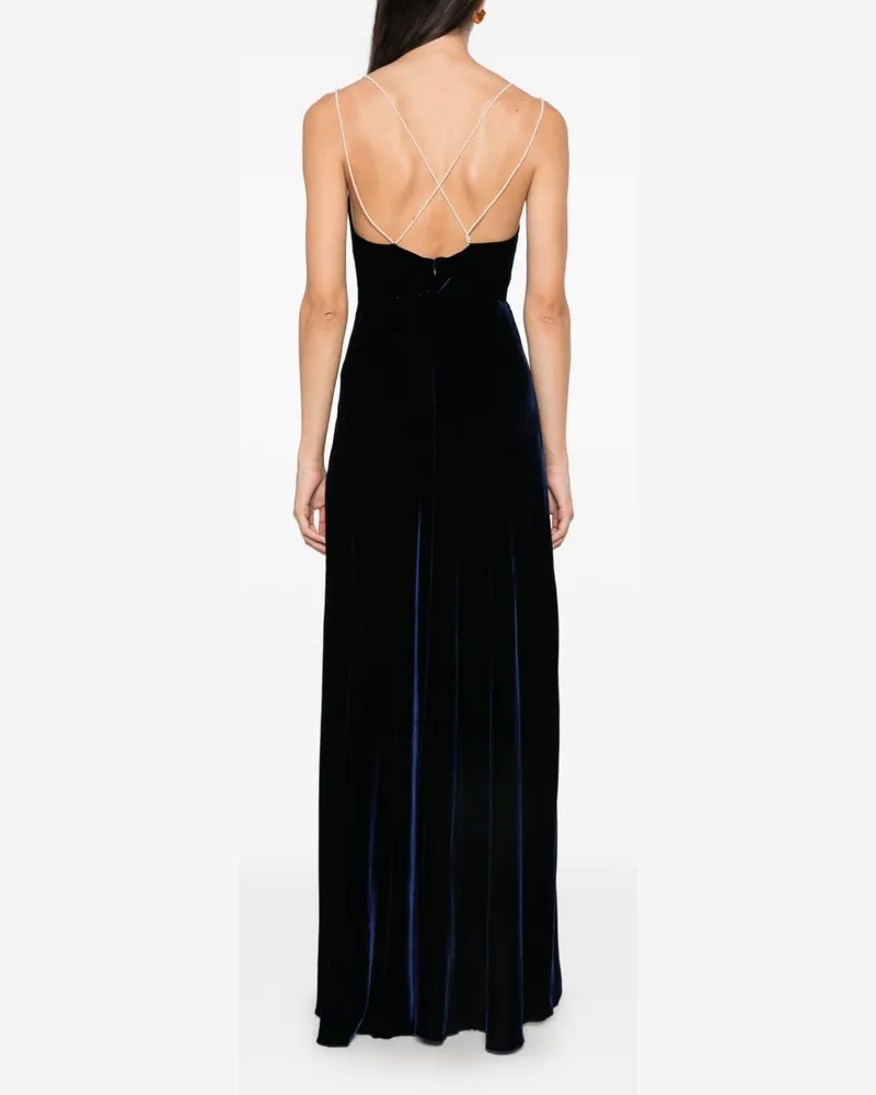 forte_forte Velvet V-Neck Dress — Navy Navy