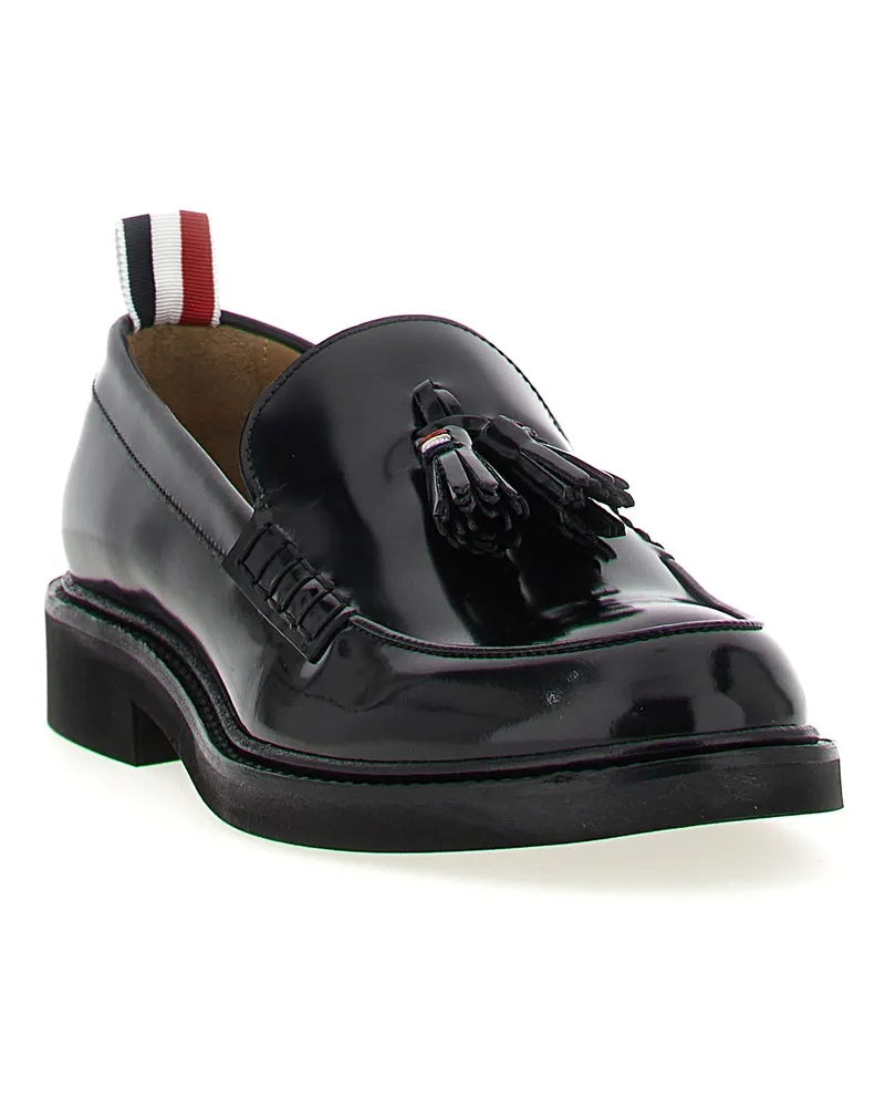 Thom Browne Women's Black Calfskin Slip-On Loafers Black