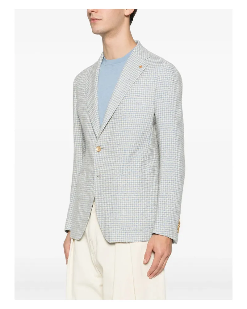 Tagliatore Light Blue Houndstooth Blazer — Blue Blue