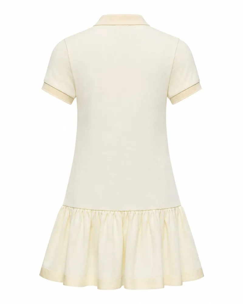 Moncler Polo-Collar Cotton Dress — Beige Beige
