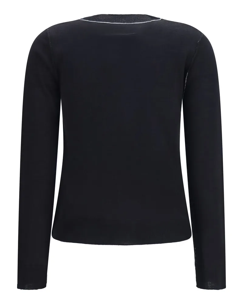 Maison Margiela Women's Wool-Blend T-Shirt With Contrast Details Black T-Shirts And Polos Black