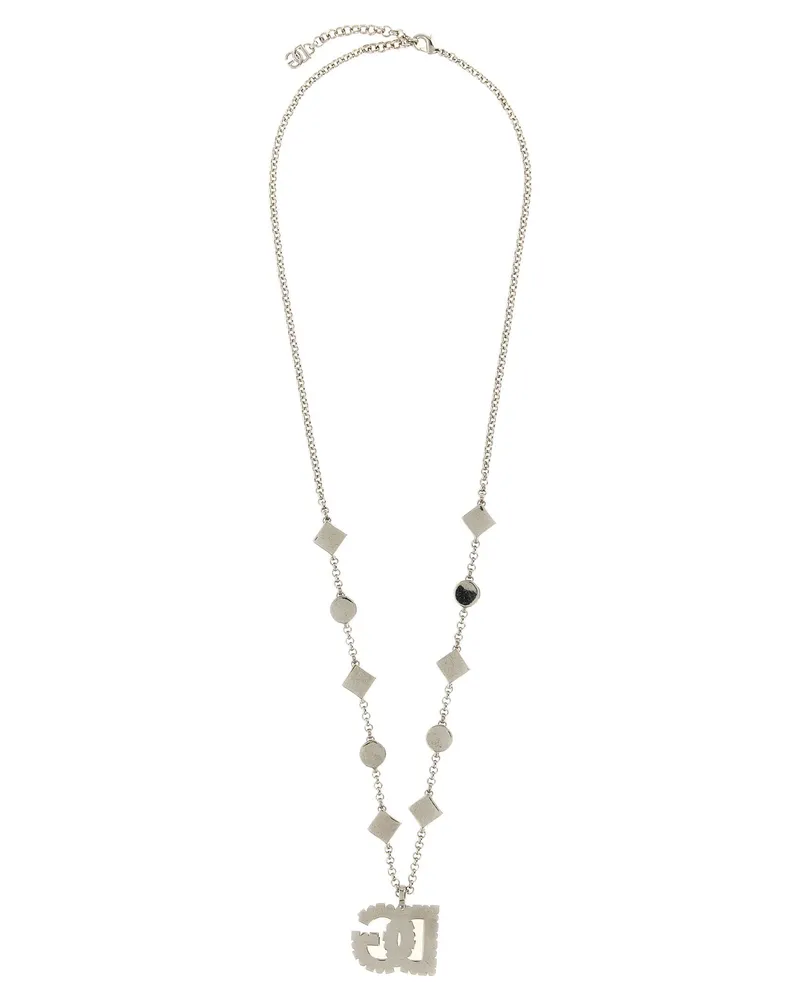 Dolce & Gabbana DG Logo Pendant Necklace — Silver Silver
