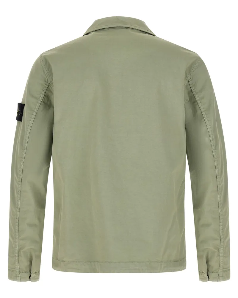 Stone Island Men's Bicolor Cotton Blouse Green
