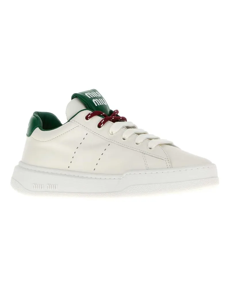 Miu Miu Women's White Leather Sneakers Biancoverde White