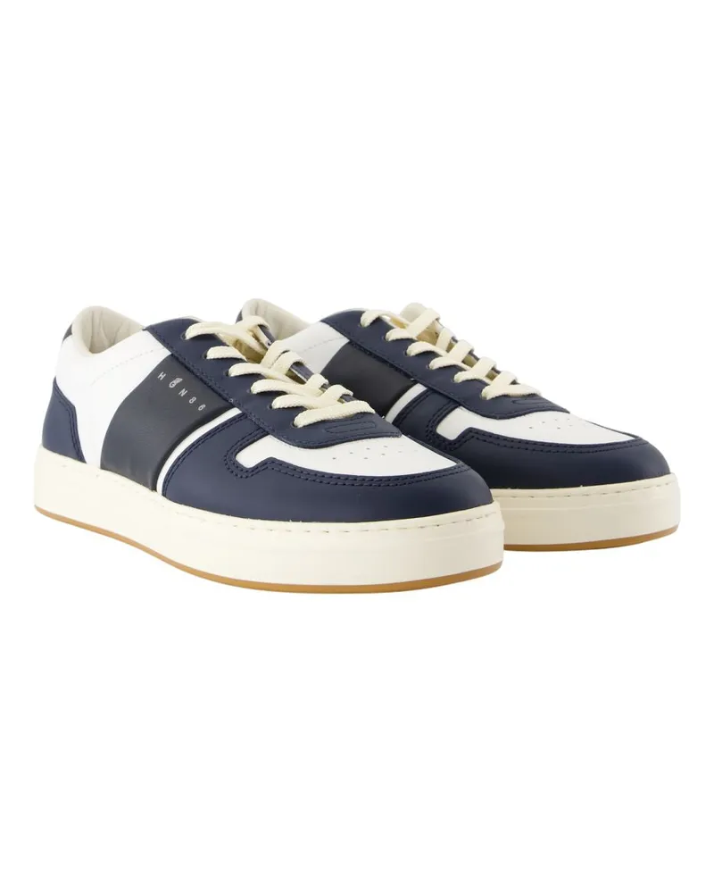 Hogan Men's H668 Sneakers -  Leather Blue Calfskin Shoes Navy
