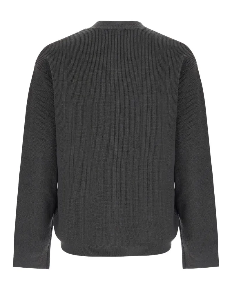 Emporio Armani Ribbed Knit Cardigan — Grey Grey