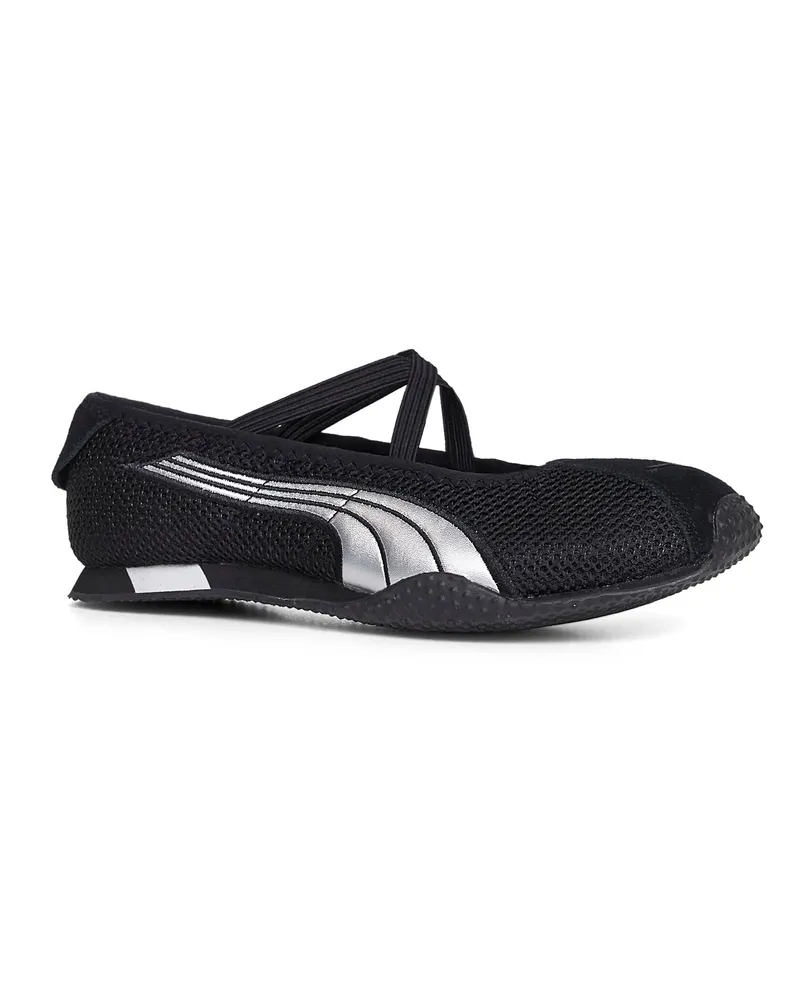 Puma Women's Ballet Flats H-Street Black Mesh 76.fabric Ballerina Shoes Black