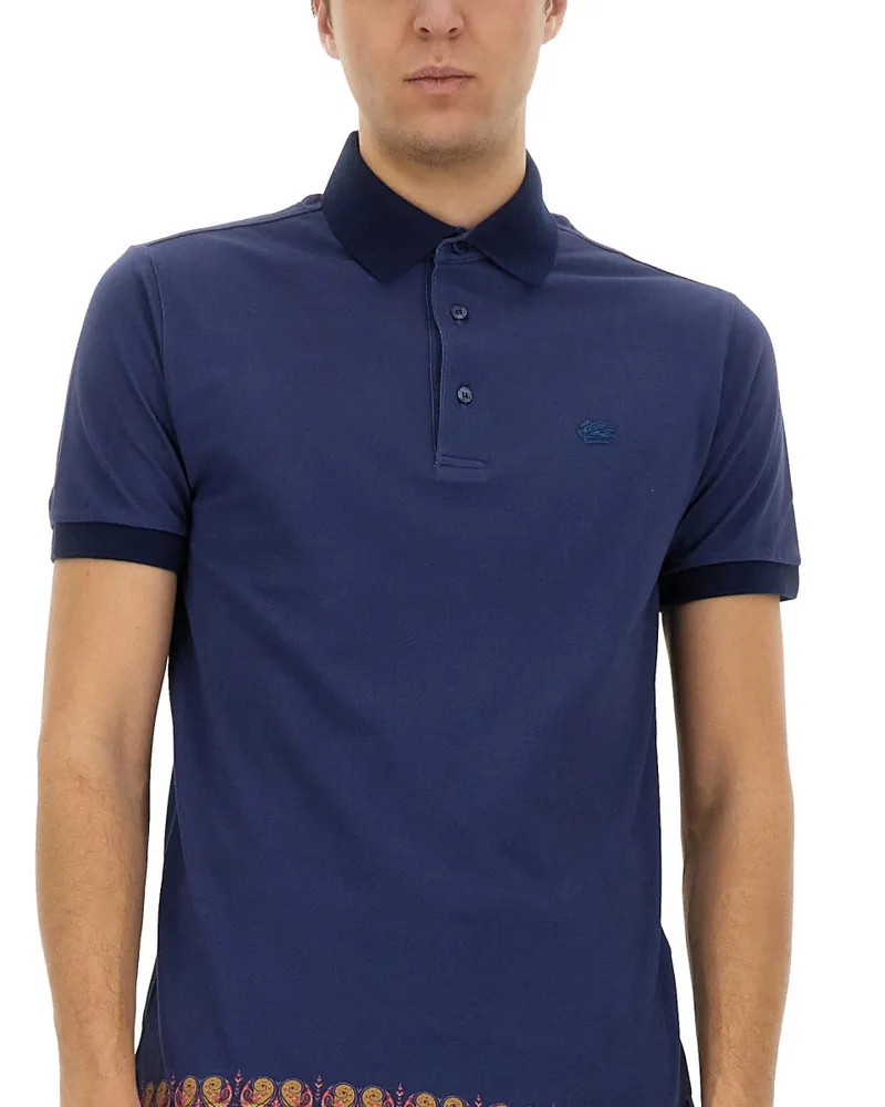 Etro Printed Cotton Polo Shirt — Blue Blue