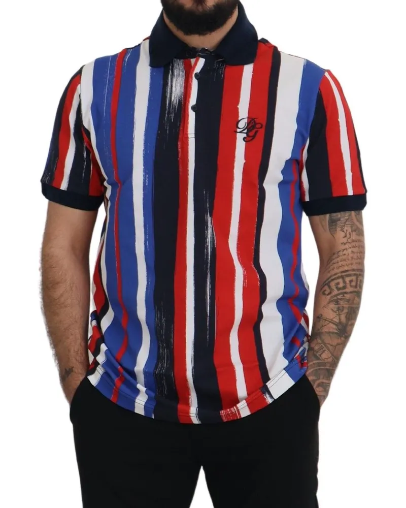 Dolce & Gabbana Men's Multicolor Cotton Polo Top T-Shirt Multicolor