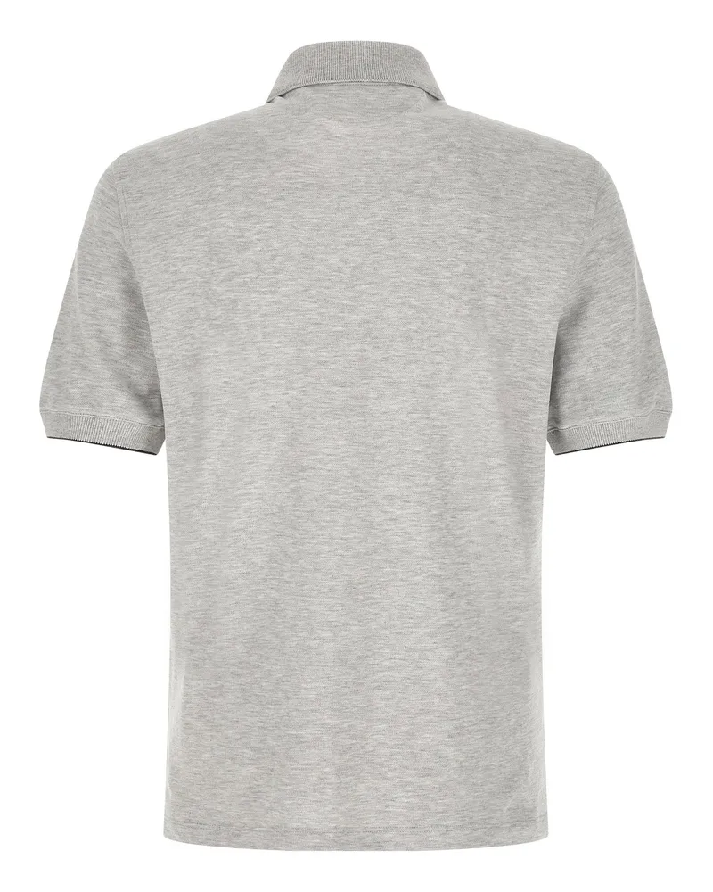 Brunello Cucinelli Logo Piqué Polo Shirt — Gray Gray