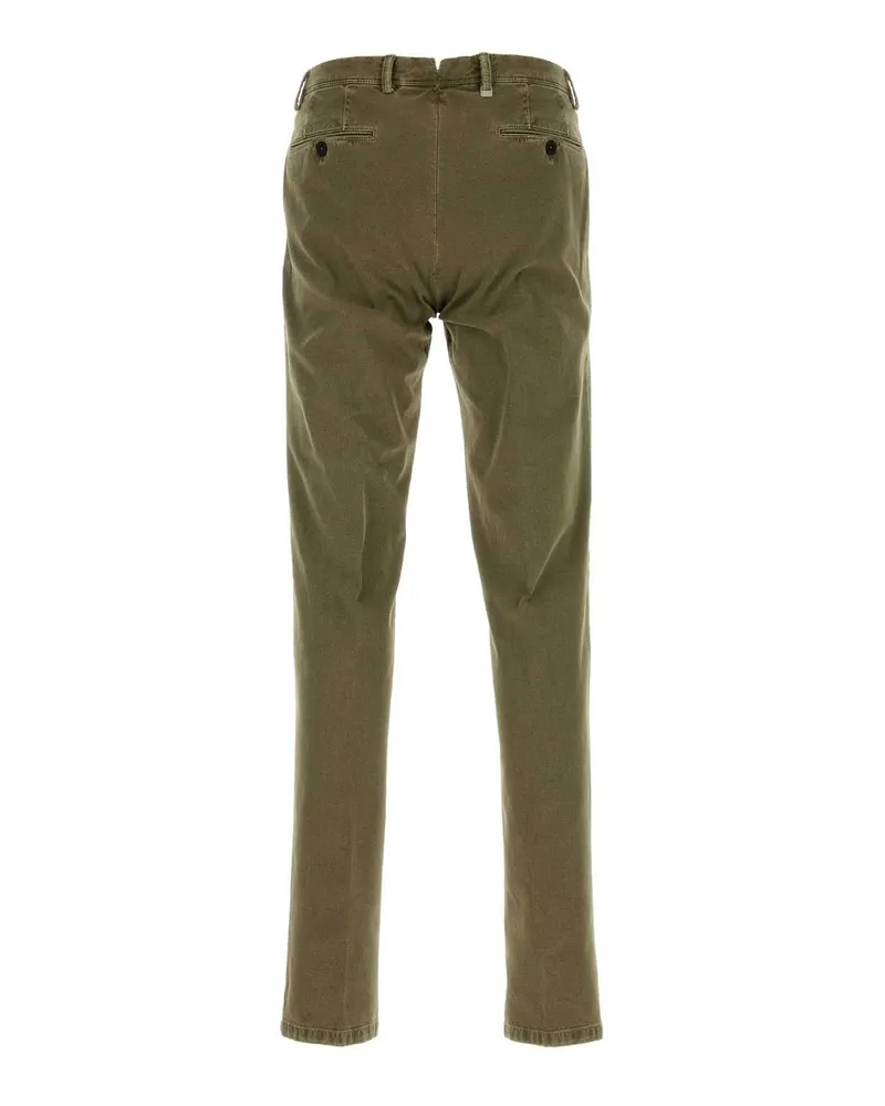 PT TORINO Men's Stretch Cotton Trousers Green Elastane Green
