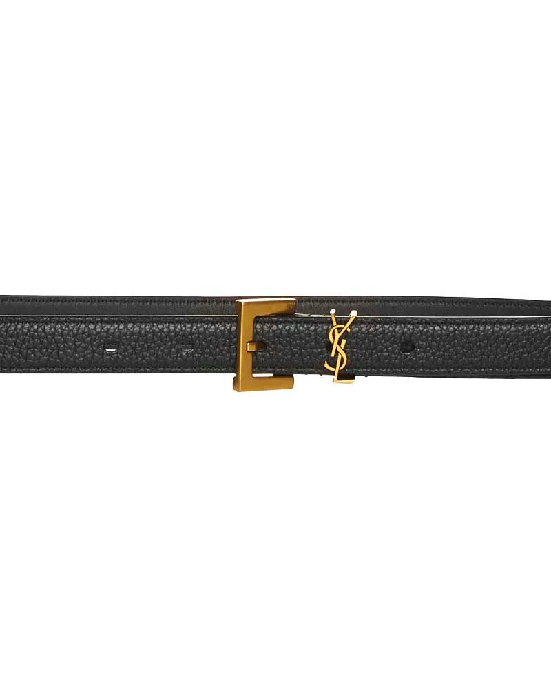 Saint Laurent Men's Leather Belt Black Calf Black