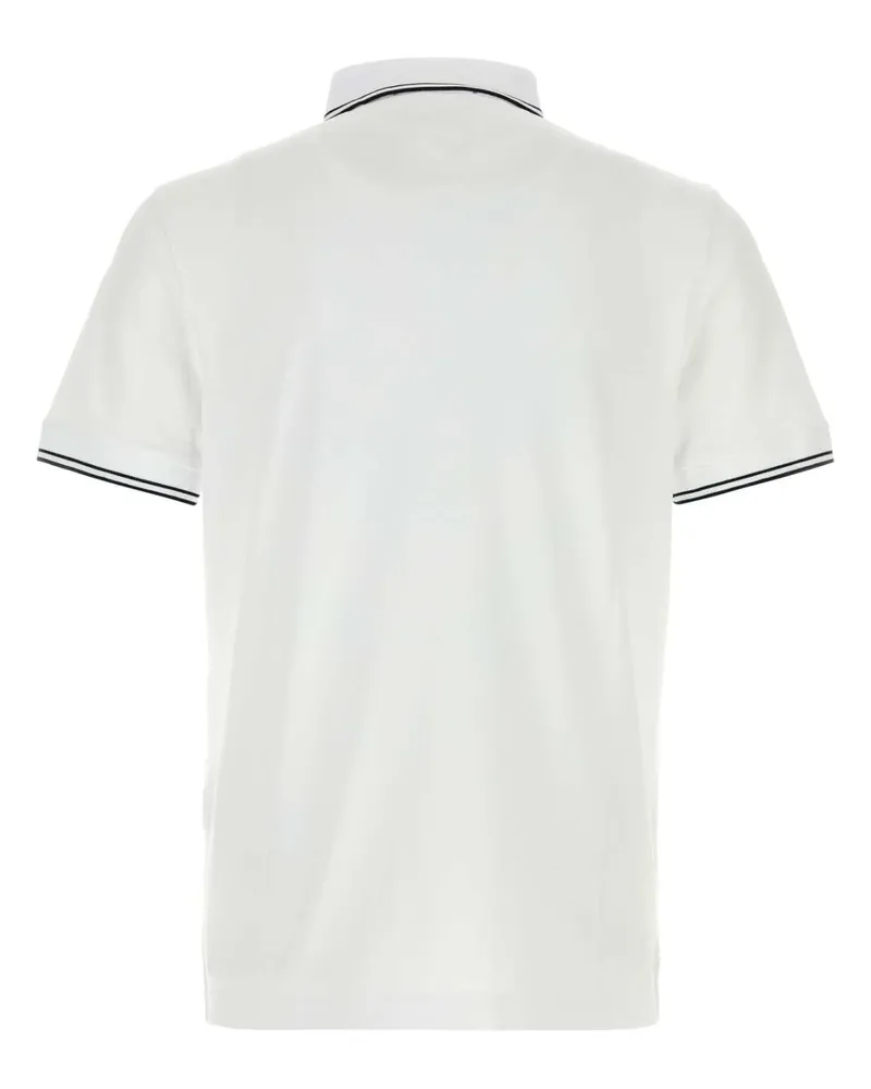 Stone Island Men White Stretch Piquet Polo Shirt Exterior: Cotton Elastane T-shirts And Polos White