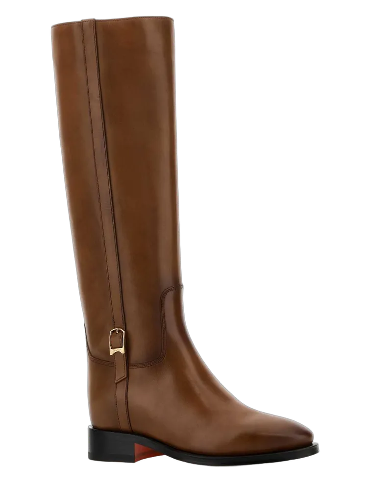 Santoni Women's Brown Leather Mandy Boots Marrone Stivali Brown