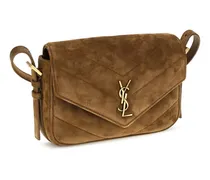 Women's Small Loulou Matelassé Suede Shoulder Bag Orange Caramel Cogn