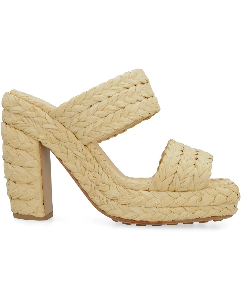 Bottega Veneta Women's Canalazzo Raffia Mules Cream Raffia; Leather; Rubber Sandal Beige