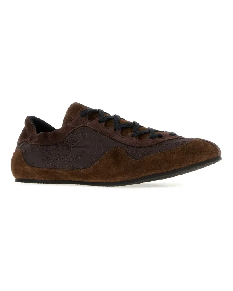 Cecilie Bahnsen Fabric and Suede Sneaker — Brown Brown