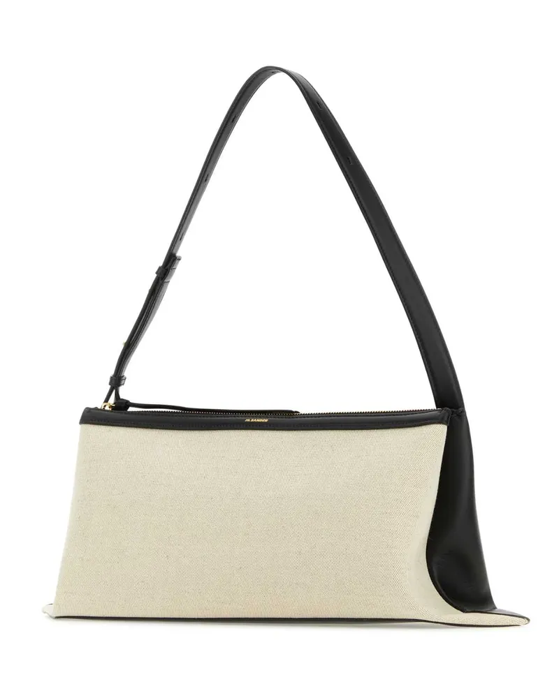 Jil Sander Women's Two-Tone Canvas And Leather Medium Empire Shoulder Bag 280 Borse A Mano Beige