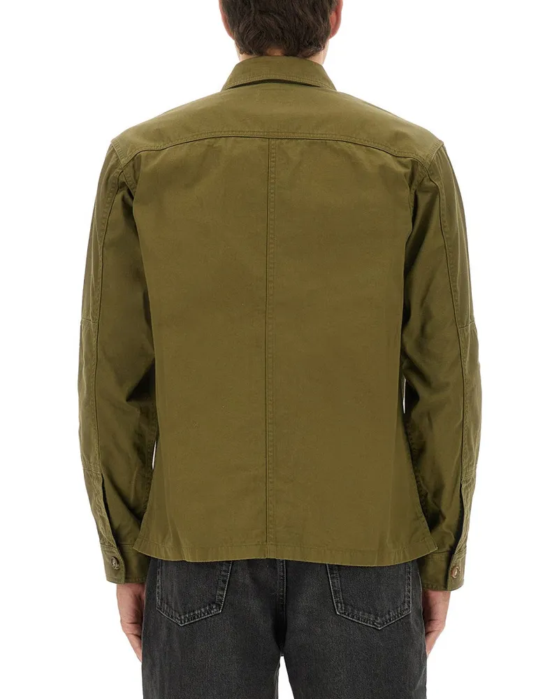 Saint Laurent Cotton Twill Overshirt — Green Green
