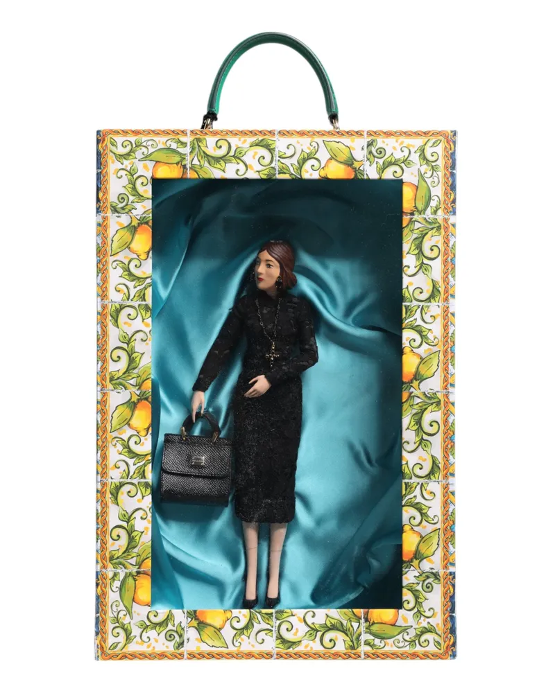 Dolce & Gabbana Black Dress Maria Porcelain Fashion Show Leather Sicily Dolls Silk Accessory Multicolor