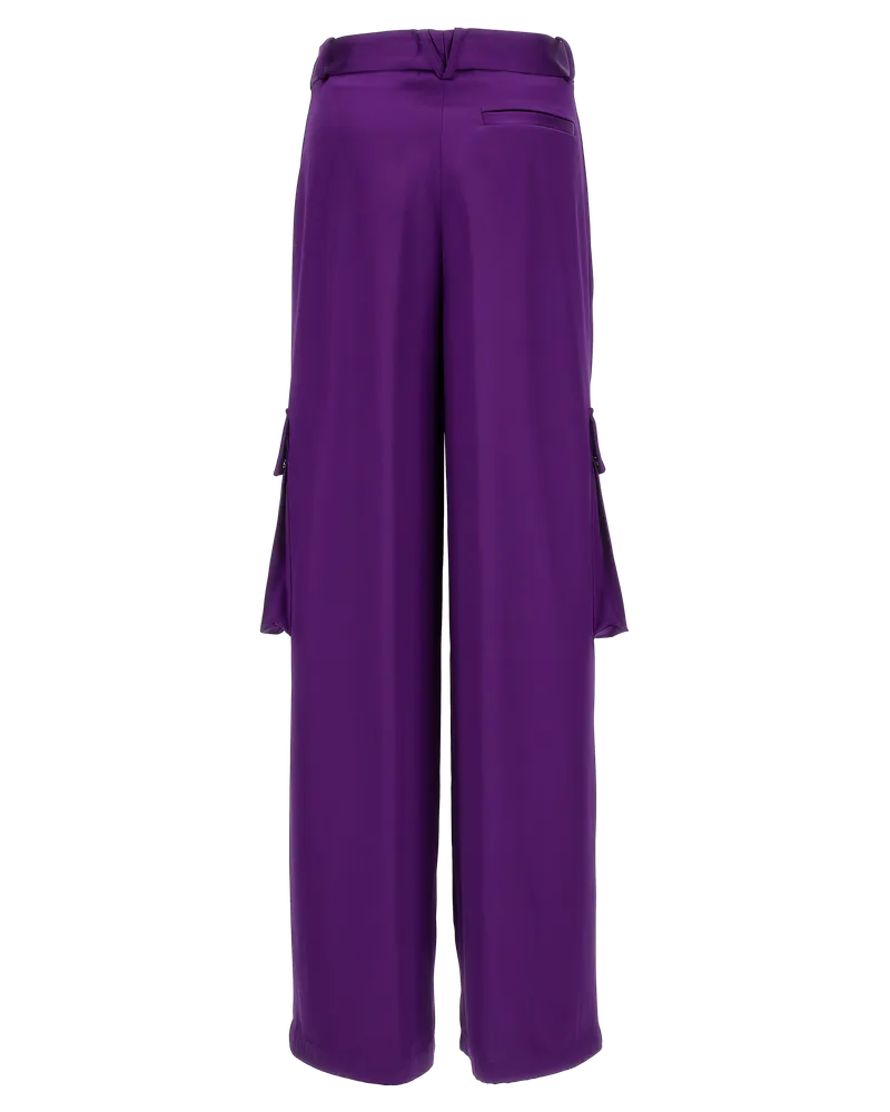 Versace Women's Purple Viscose Cargo Pants Purple