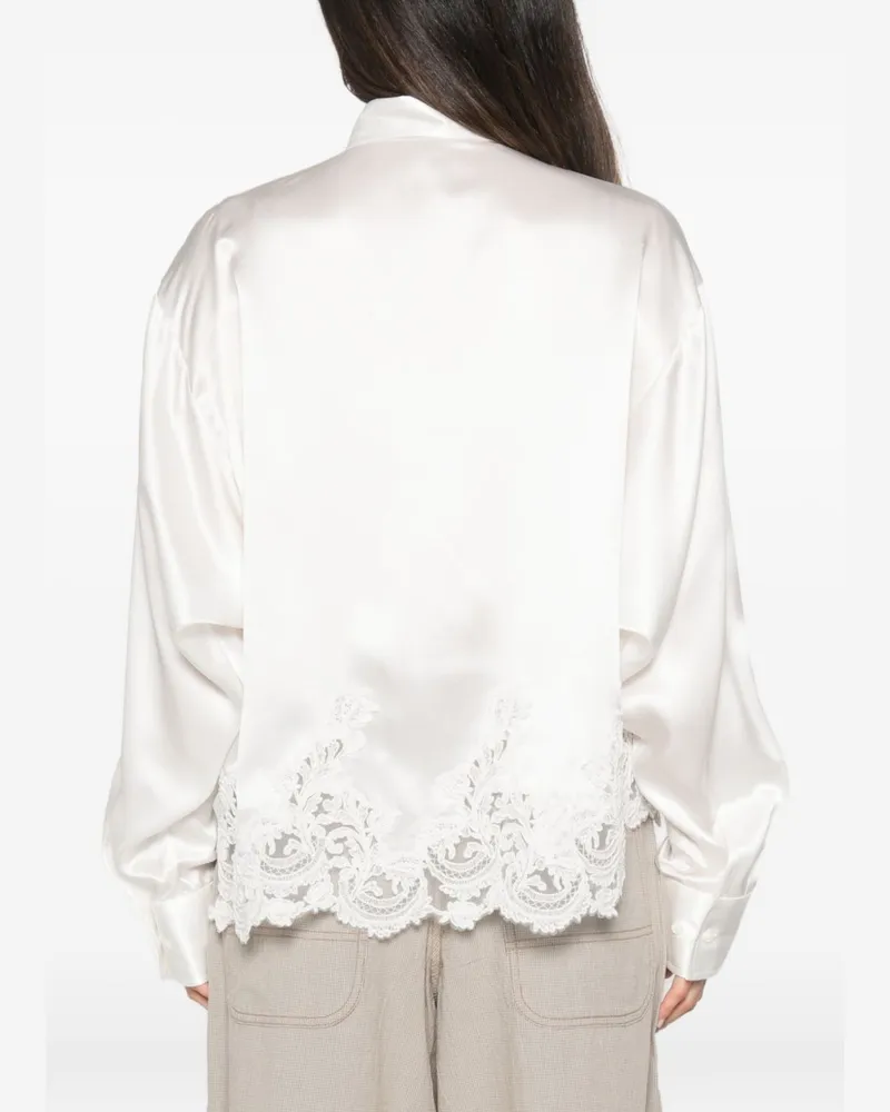 Ermanno Scervino Lace-Trim Satin Blouse — White White