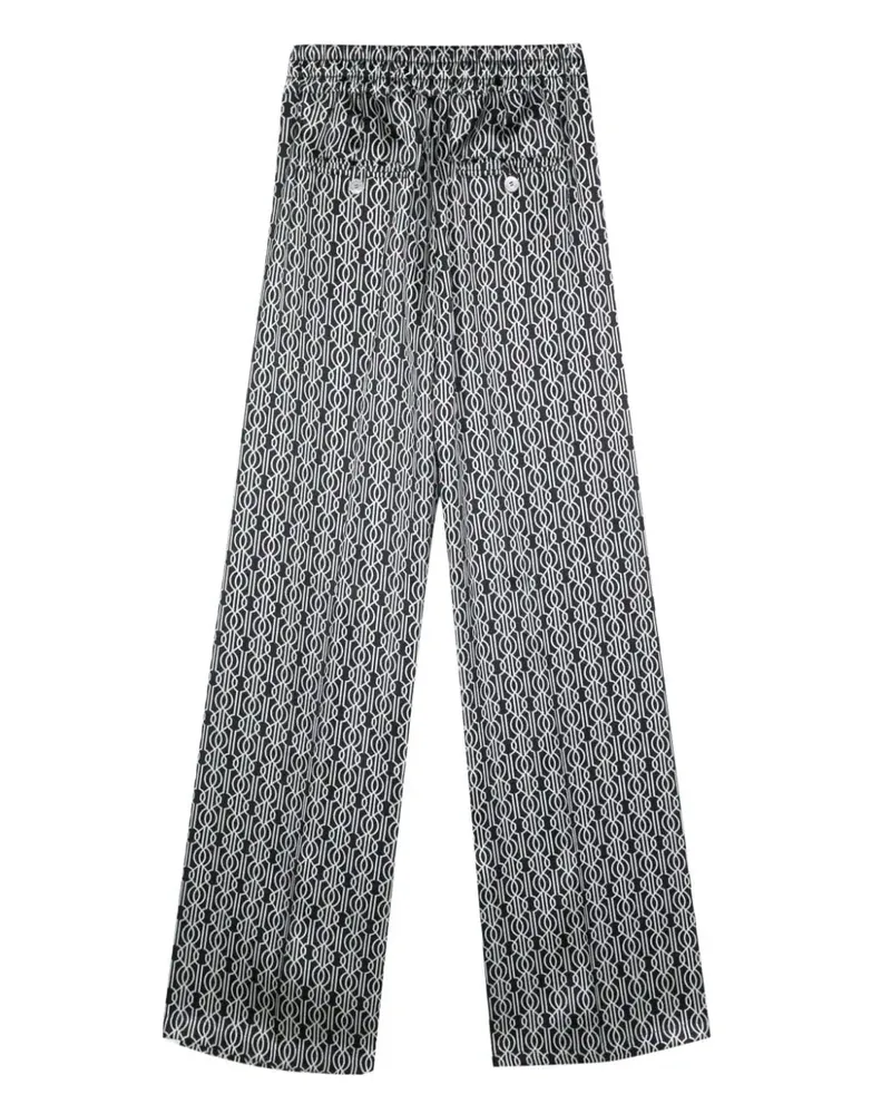 Kiton Women's Abstract Pattern Print Silk Trousers Ss24 W Black