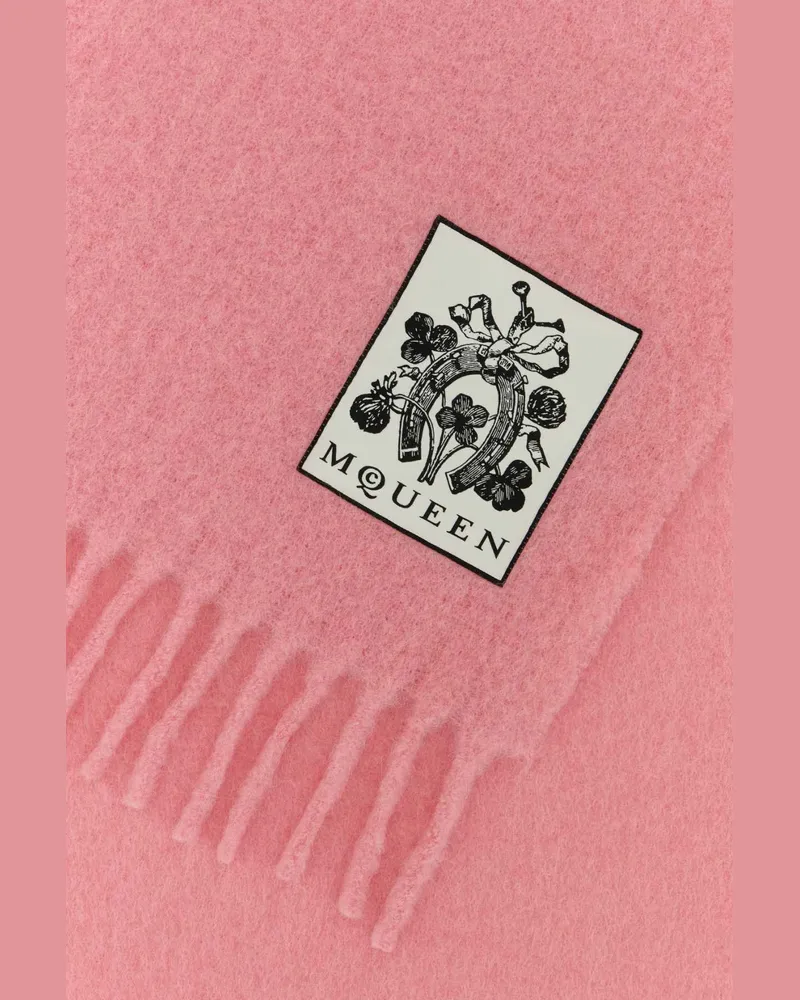 Alexander McQueen Women's Pink Alpaca Blend Scarf Cocktailpink Sc Solid Cosy Sciarpe E Foulard Scarfs Pink