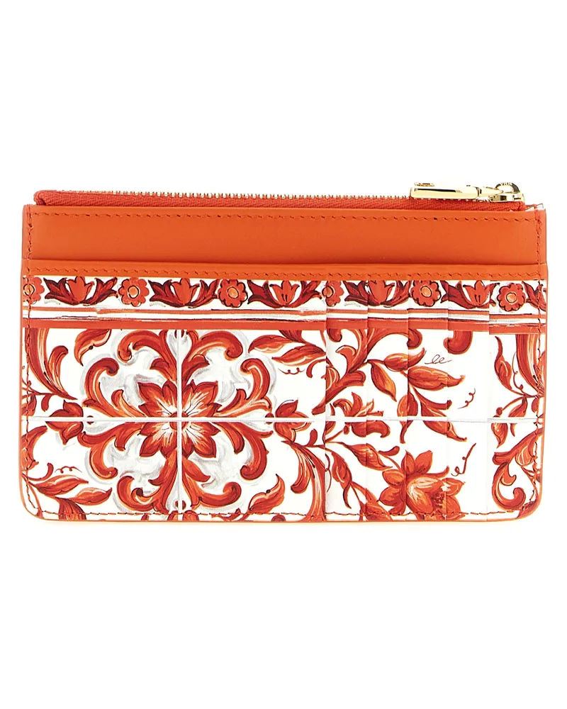 Dolce & Gabbana Women's Orange Calfskin Cardholder Accessory Orange