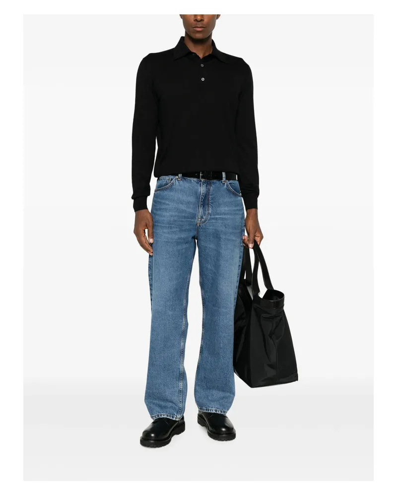 Fedeli Fine-Knit Silk-Cashmere Sweater — Black Black