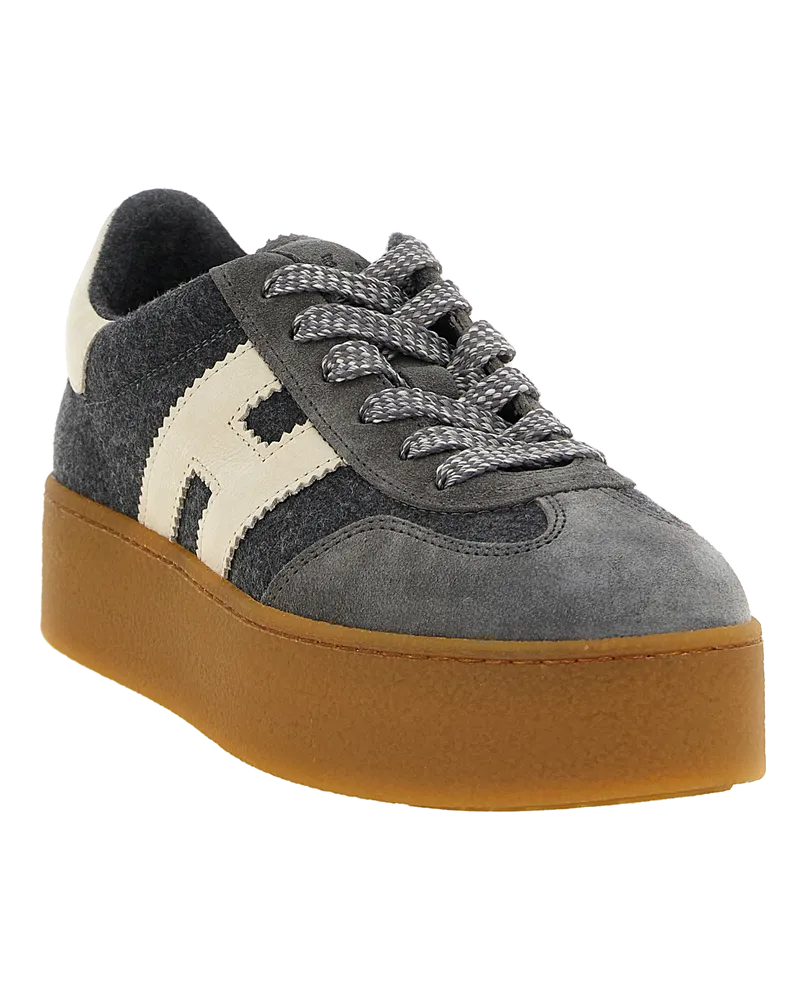 Hogan Women's Gray Wool Platform Sneakers Gray