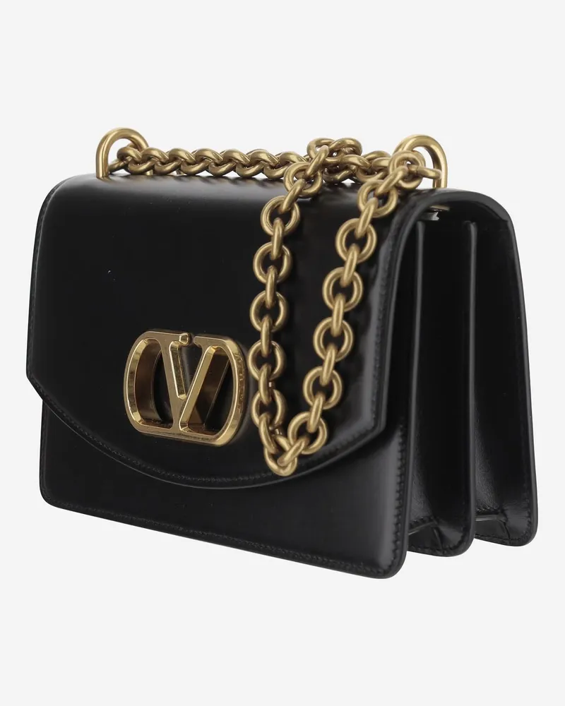 Valentino Garavani Chain-Strap Calfskin Shoulder Bag — Black Black