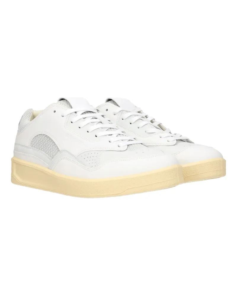 Jil Sander Men's White Leather Low Top Sneakers White