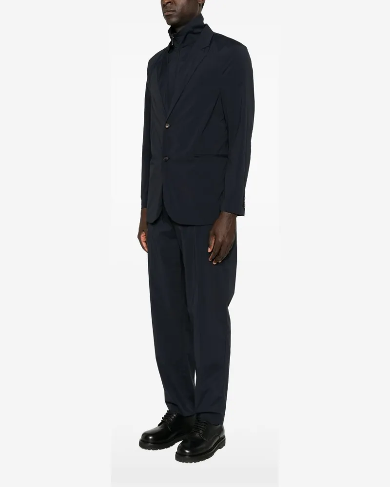 Emporio Armani Single-Breasted Notched-Lapel Blazer — Navy Navy