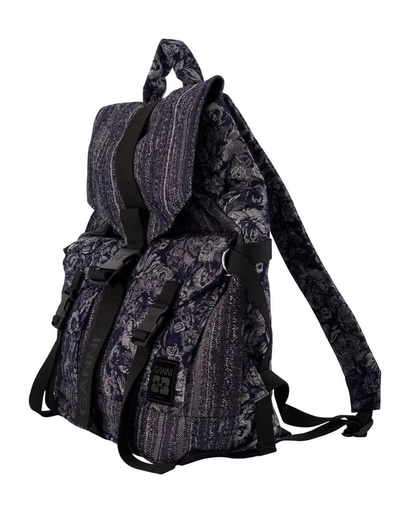 Ganni Re Tech Backpack — Blue Blue