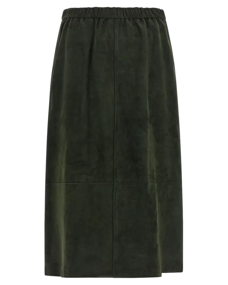 Max Mara Women's Bicolor Lamb Leather Midi Skirt Green