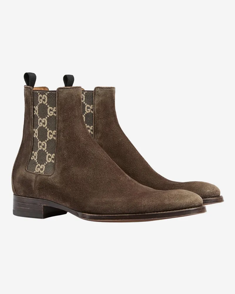 Gucci Men's Ankle Boots Suede — Brown Brown