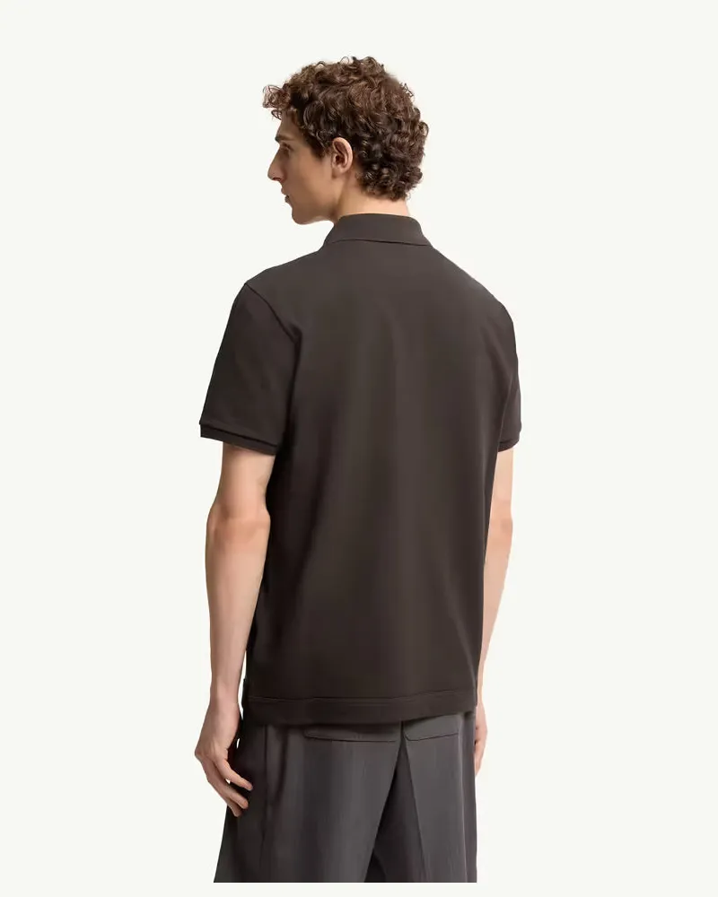 Moncler Logo-Embroidered Piqué Polo Shirt — Black Black