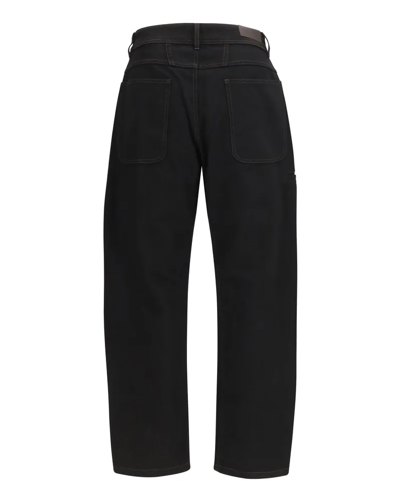 Christophe Lemaire Men's Trousers Twisted Workwear Black Denim Cotton Black