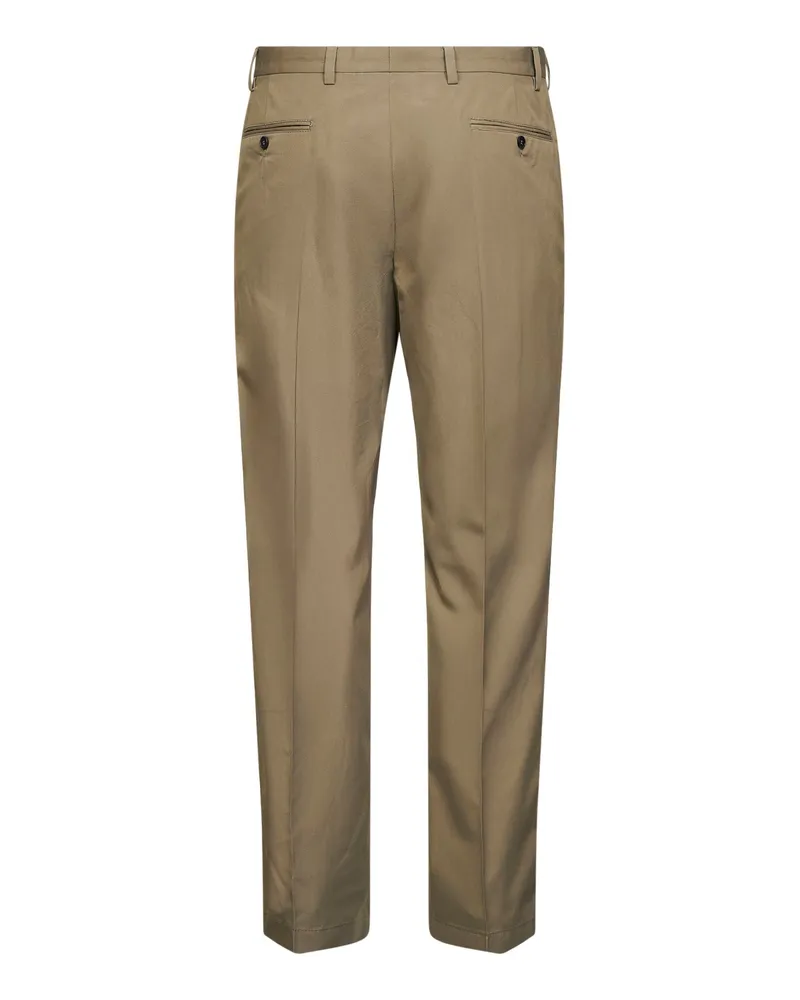 Prada Men's Clay Cotton Trousers With Key Ring Green Natural (veg Beige