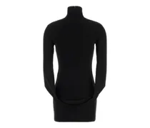 Stretch Jersey Turtleneck Mini Dress — Black