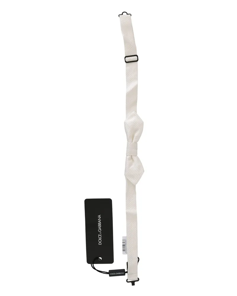 Dolce & Gabbana White Silk Slim Adjustable Neck Papillon Men Tie White
