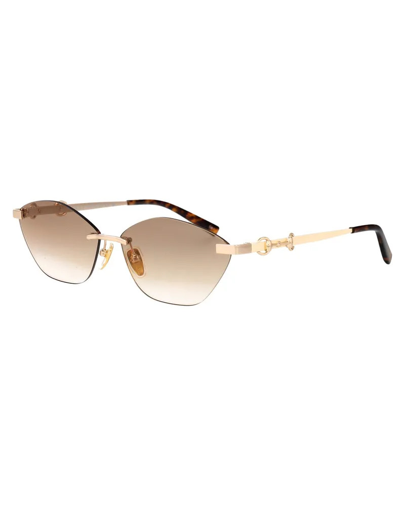 Gucci GG2050S Metal Cat-Eye Sunglasses — Gold Gold