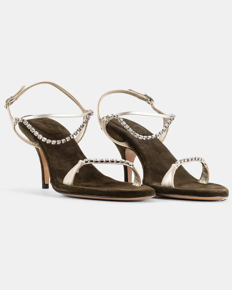 Chloé Women's Escarpins  Zia En Cuir Veau Et Strass Deep Khaki Pumps High Heel Shoes Khaki