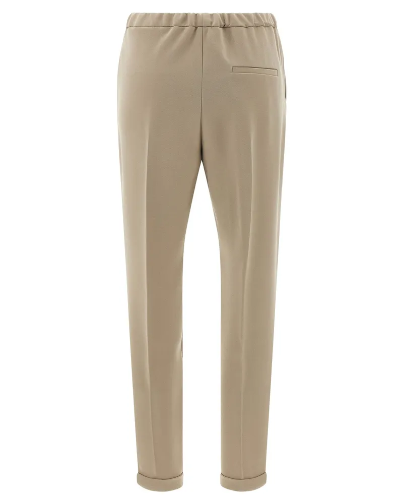 Alberto Biani Elastic Waistband Cadi Trousers — Beige Beige
