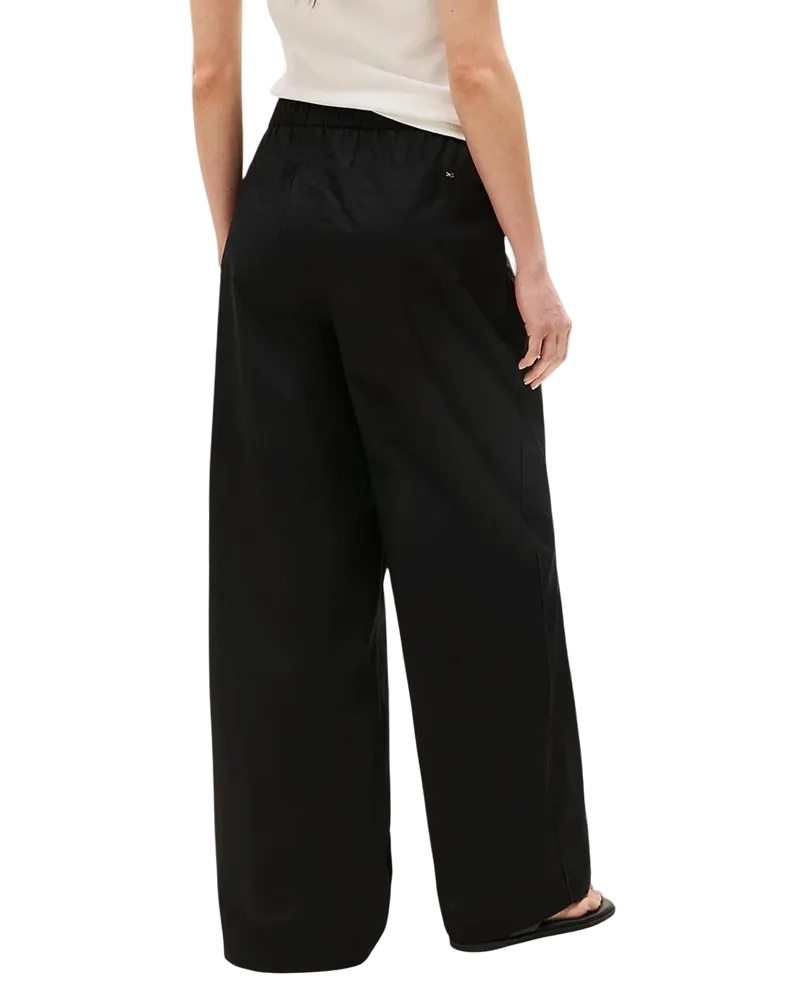 Tommy Hilfiger Organic Cotton Wide-Leg Trousers — Black Black