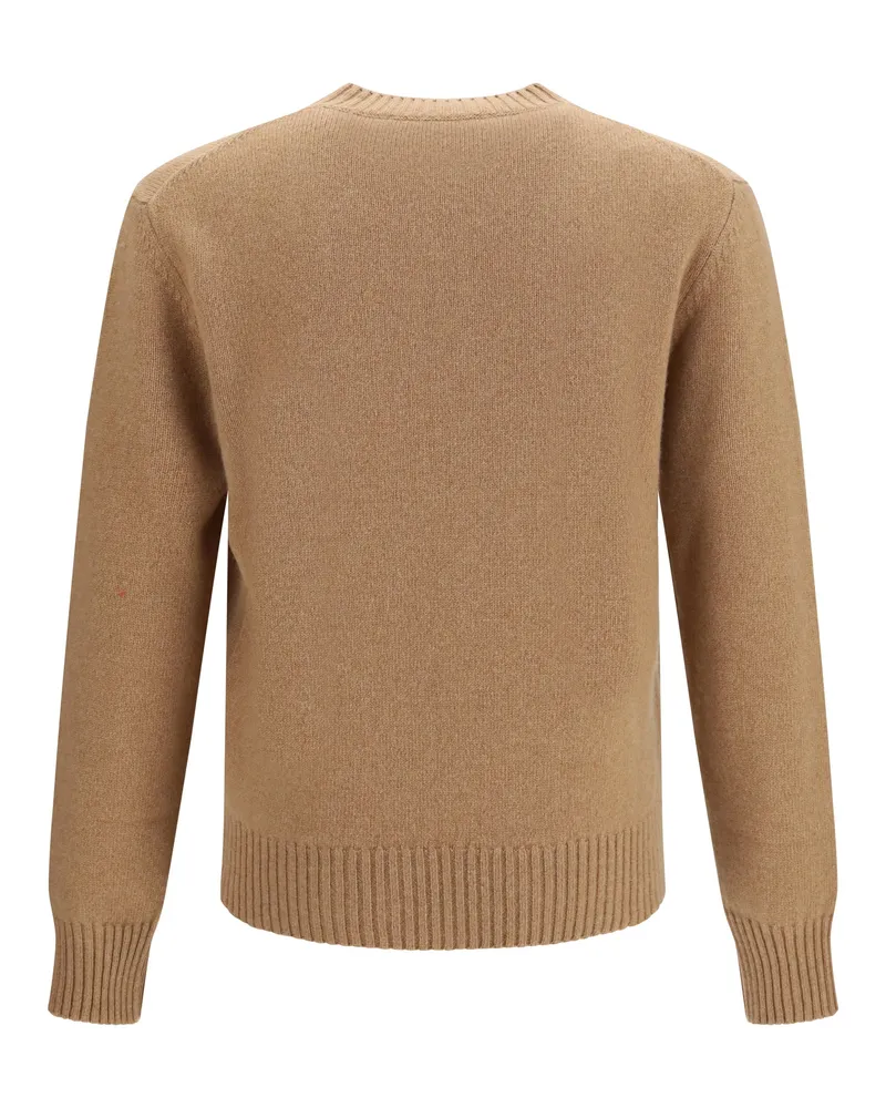 AMI Paris Cashmere and Wool Blend Sweater — Beige Beige