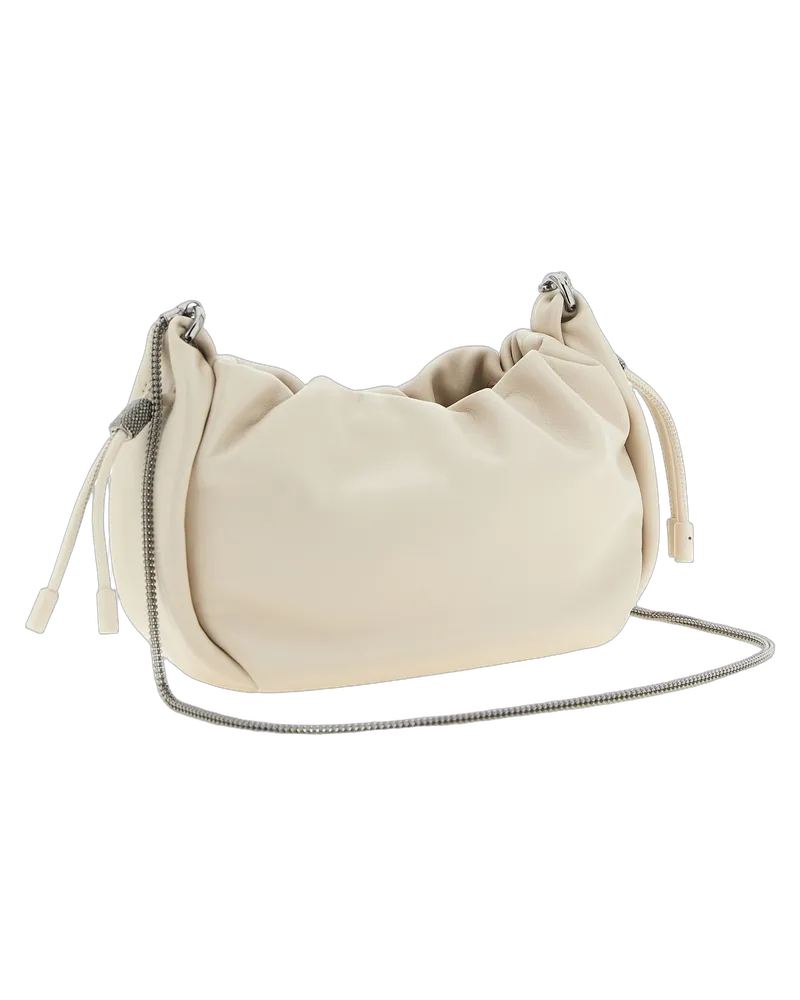 Brunello Cucinelli Women's White Lamb Leather Crossbody Bag White